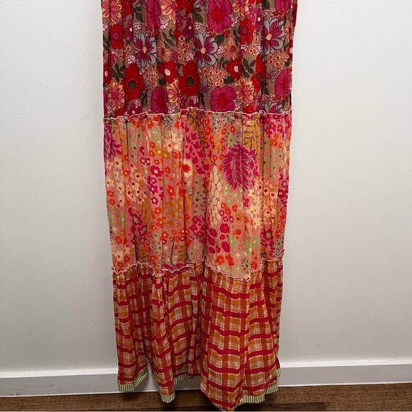 DIMRI Floral Cotton Tiered Boho Patchwork Maxi Dress Size Medium - Picture 5 of 10